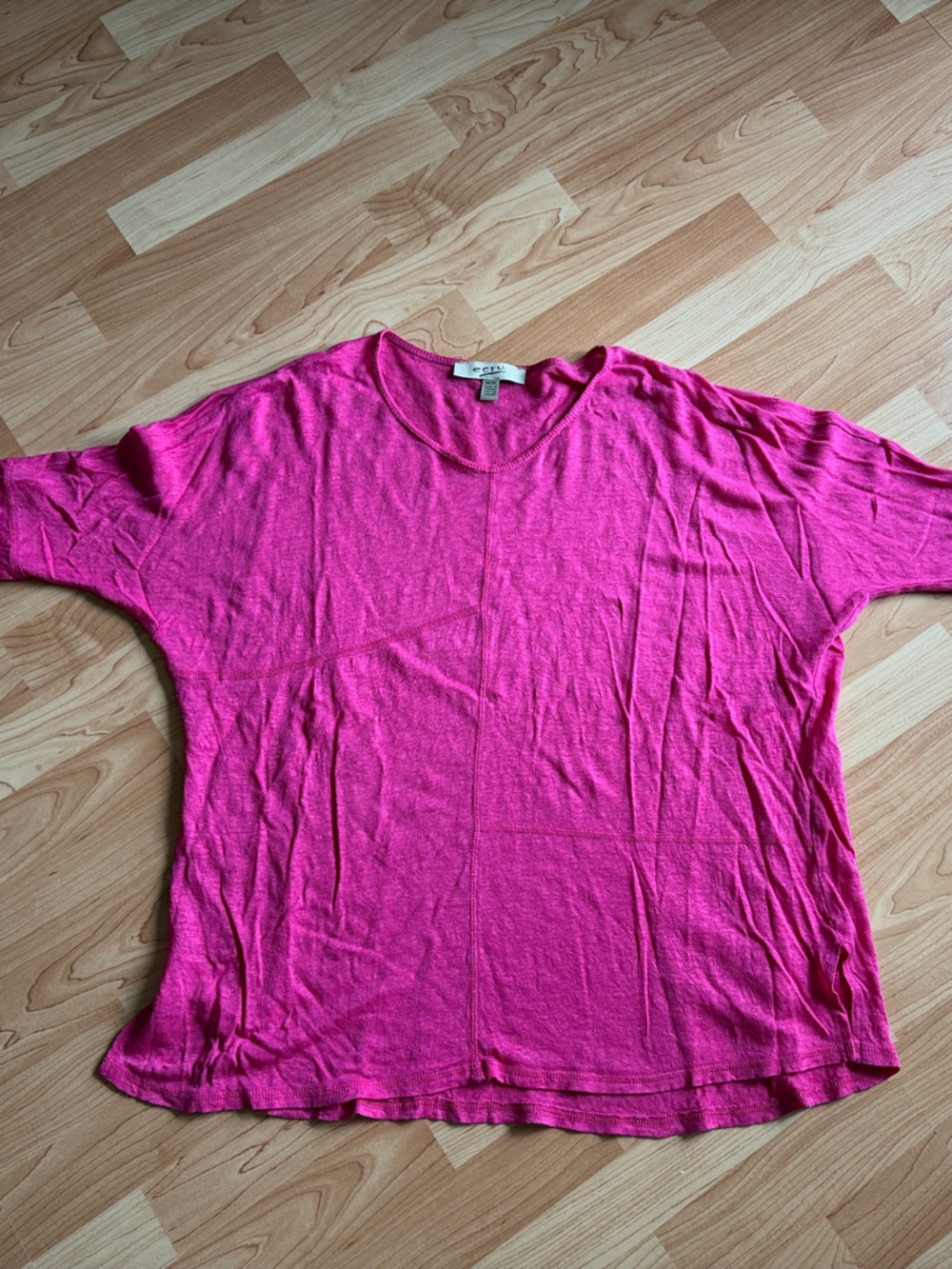 ecru Women’s Linen, Bright Pink 3/4 Sleeve Tunic